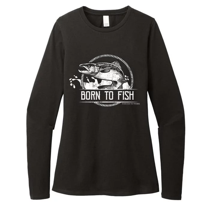 Born To Fish Forced To Work Womens CVC Long Sleeve Shirt