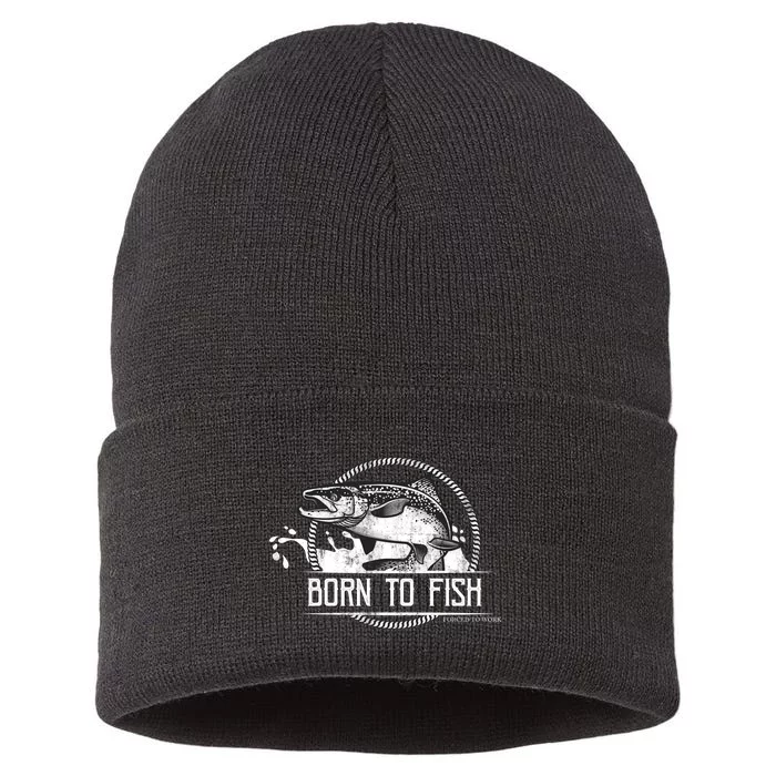 Born To Fish Forced To Work Sustainable Knit Beanie