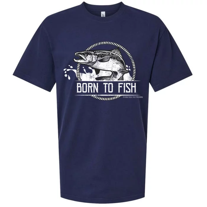 Born To Fish Forced To Work Sueded Cloud Jersey T-Shirt