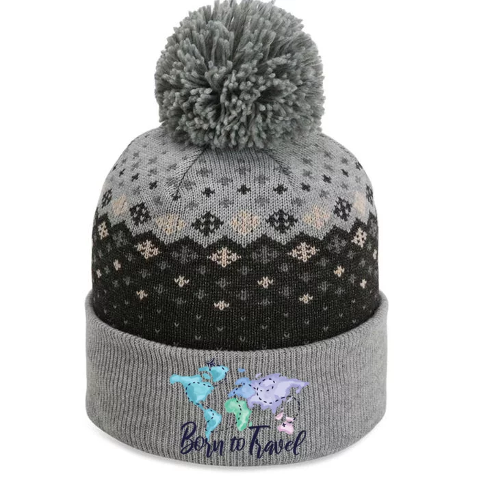 Born To Travel The Baniff Cuffed Pom Beanie