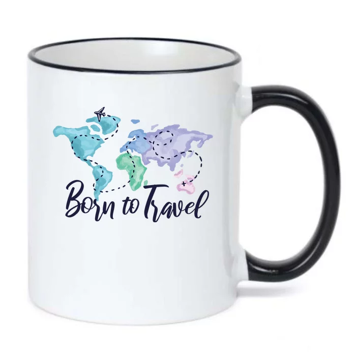 Born To Travel Black Color Changing Mug