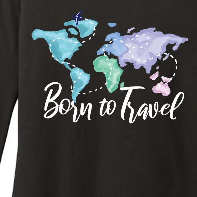 Born To Travel Womens CVC Long Sleeve Shirt