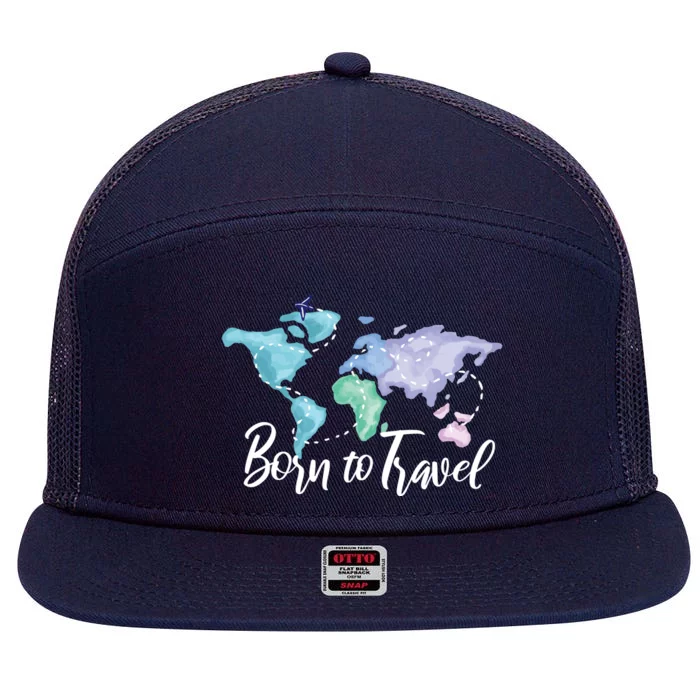 Born To Travel 7 Panel Mesh Trucker Snapback Hat