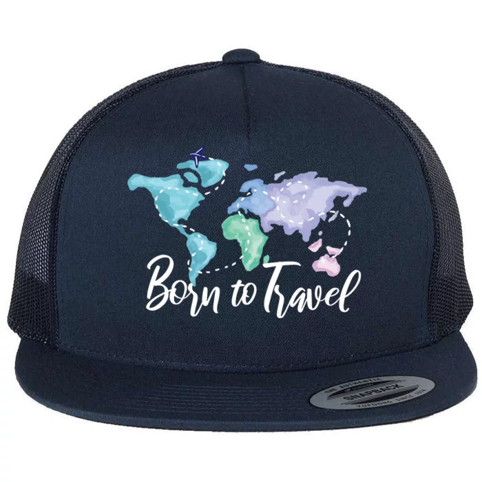 Born To Travel Flat Bill Trucker Hat