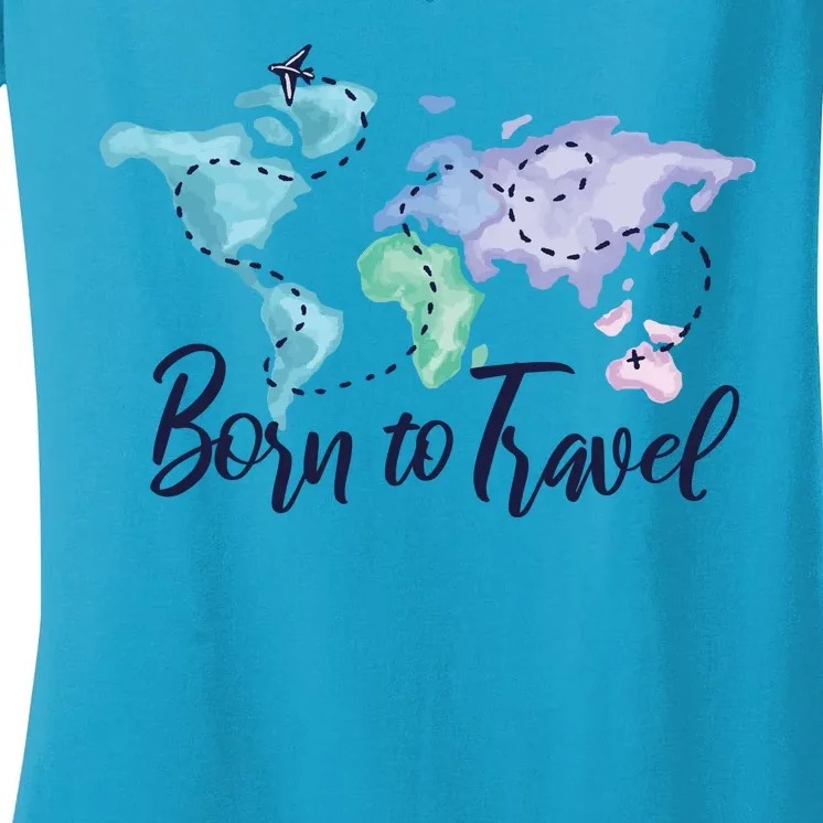 Born To Travel Women's V-Neck T-Shirt