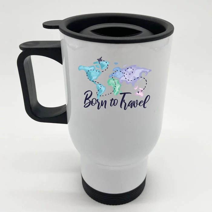 Born To Travel Front & Back Stainless Steel Travel Mug