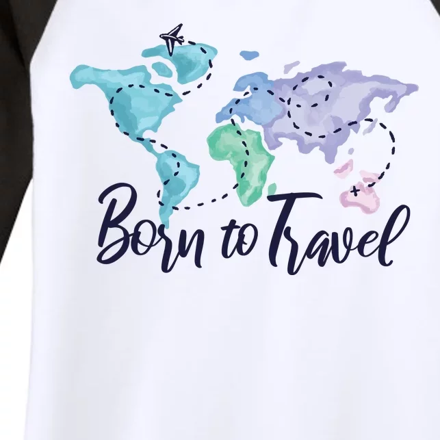 Born To Travel Women's Tri-Blend 3/4-Sleeve Raglan Shirt