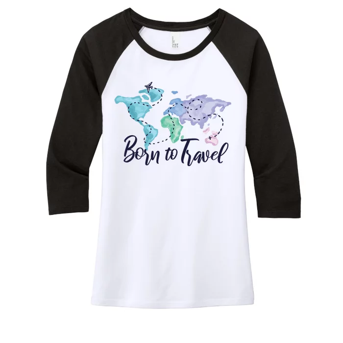 Born To Travel Women's Tri-Blend 3/4-Sleeve Raglan Shirt