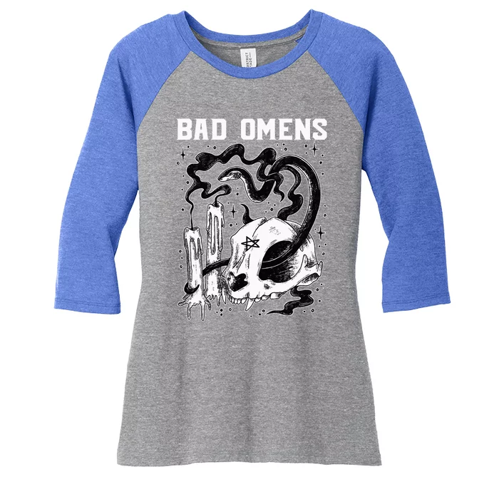 B.A.D O.M.E.N.S Snake And Skull Women's Tri-Blend 3/4-Sleeve Raglan Shirt