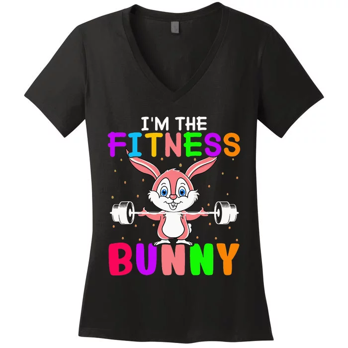 Buns Of Steel Fitness Rabbit Bunny Lover Gym Workout Easter Women's V-Neck T-Shirt