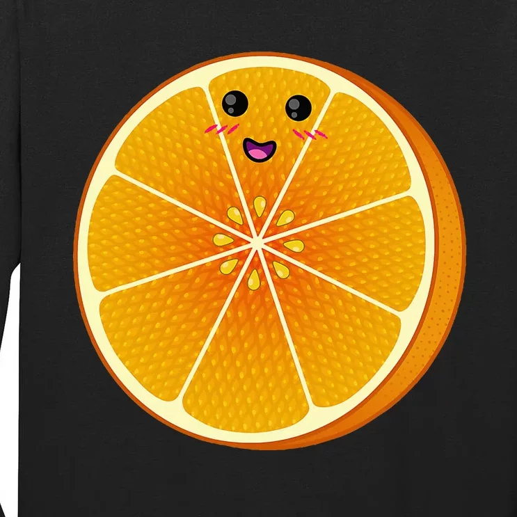 Big Orange Sliced Costume Cute Easy Fruit Diy Halloween Gift Tall Long Sleeve T-Shirt