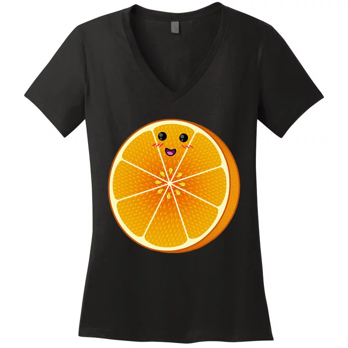 Big Orange Sliced Costume Cute Easy Fruit Diy Halloween Gift Women's V-Neck T-Shirt