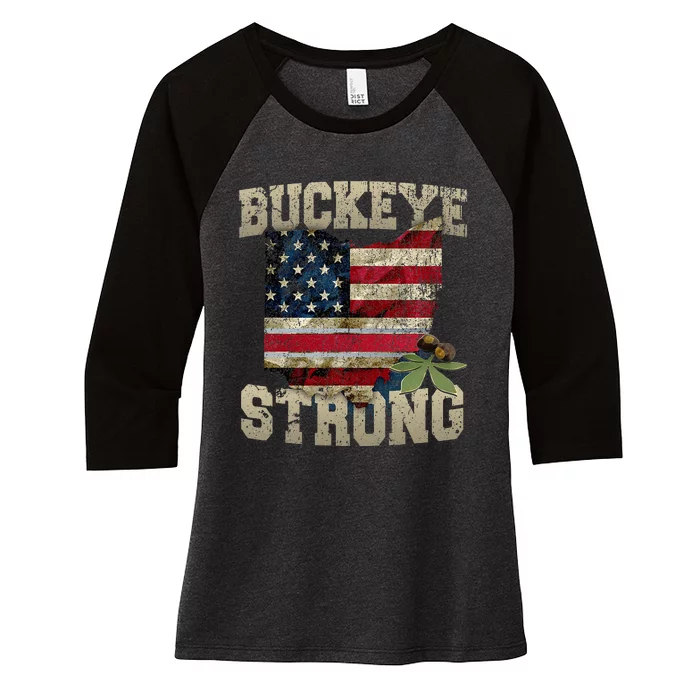 Buckeye Ohio Strong Buckeye Strong Women's Tri-Blend 3/4-Sleeve Raglan Shirt