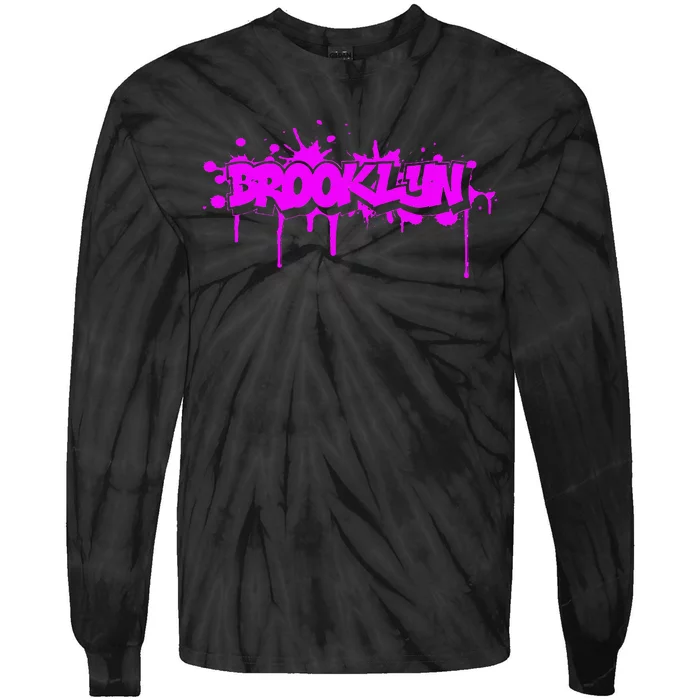 Brooklyn Old School Graffiti Tie-Dye Long Sleeve Shirt