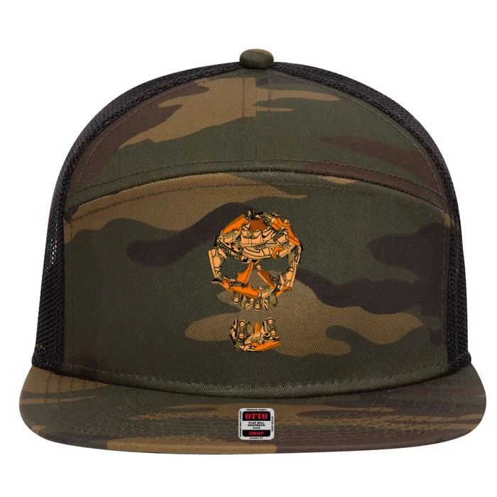 Big Ol Sneaker Head Orange Color Graphic 7 Panel Mesh Trucker Snapback Hat