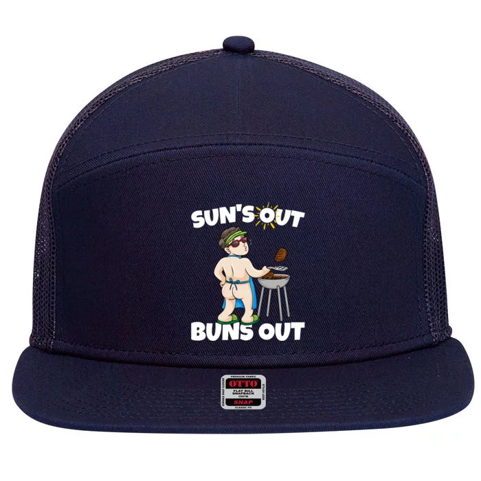 Bumps Out Summer Suns Out Bbq Grilling Spring Sun Butt Cool Gift 7 Panel Mesh Trucker Snapback Hat