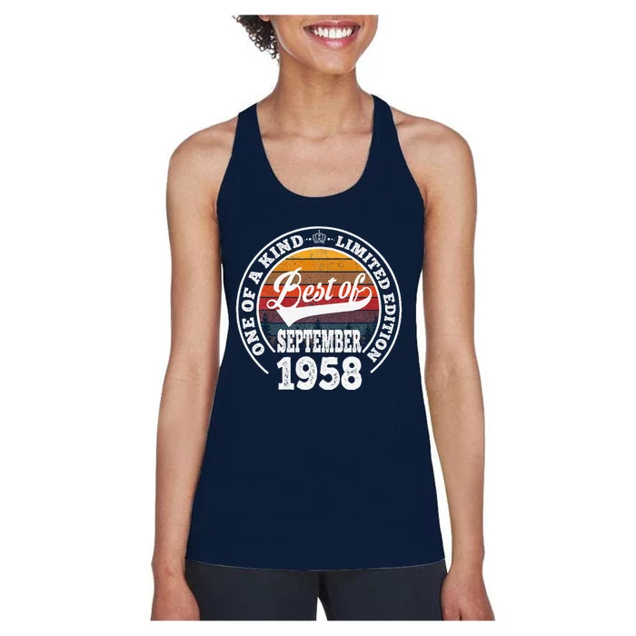 Best Of September 1958 65th Birthday 65 Years Old Women's Racerback Tank