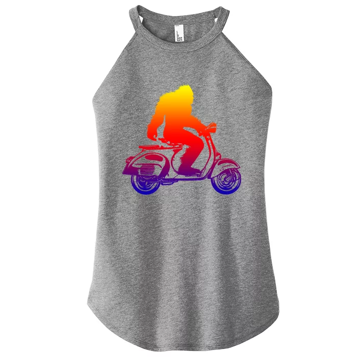 Bigfoot On Scooter Gift Sasquatch Riding Moped Women’s Perfect Tri Rocker Tank