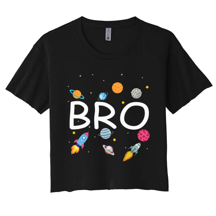 Brother Outer Space Birthday Party Family Girls Women's Crop Top Tee