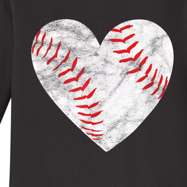 Baseball Or Softball Heart Love Baby Long Sleeve Bodysuit