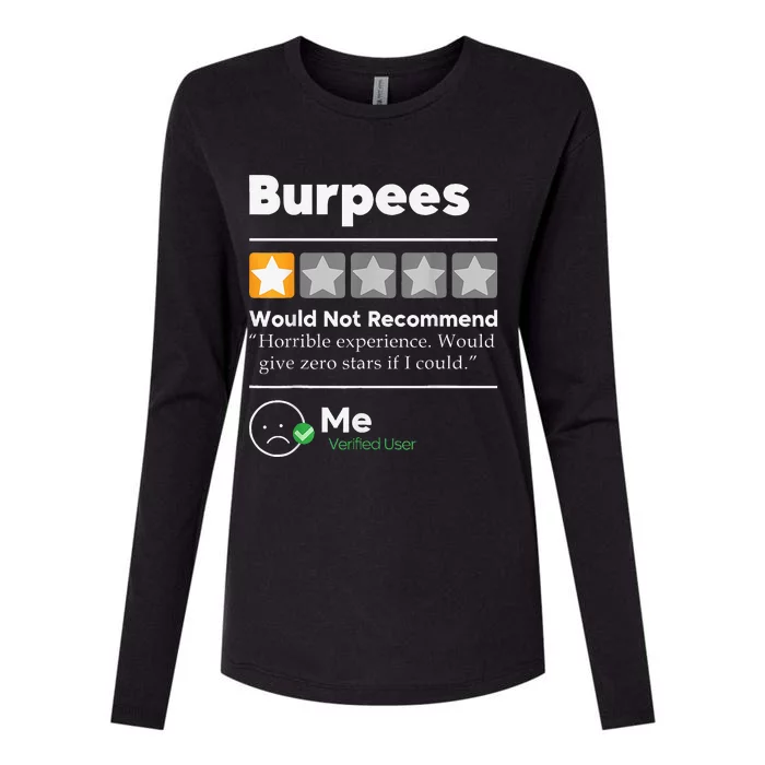 Burpees One Star Horrible Experience Funny Womens Cotton Relaxed Long Sleeve T-Shirt