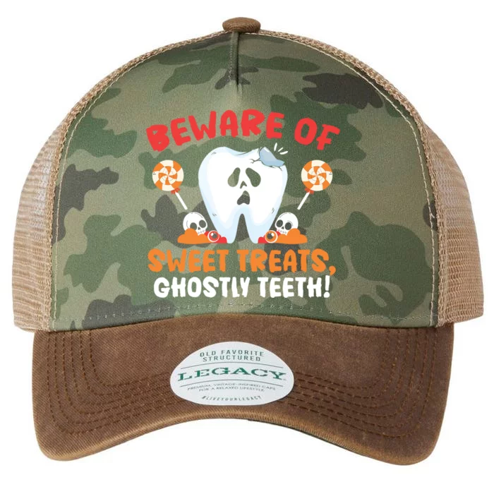 Beware Of Sweet Treats Ghostly Teeth Dental Halloween Meaningful Gift Legacy Tie Dye Trucker Hat