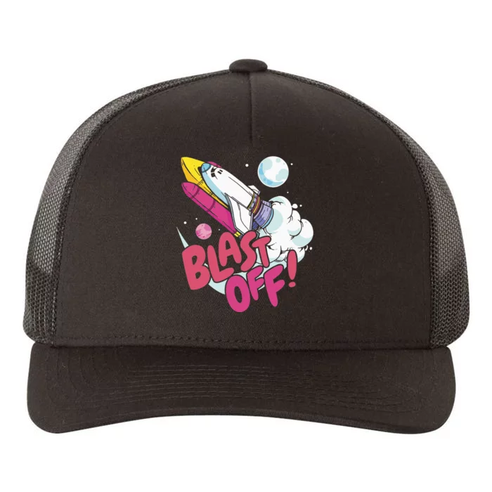 Blast off space shuttle planets Yupoong Adult 5-Panel Trucker Hat