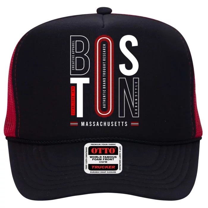 Boston High Crown Mesh Trucker Hat