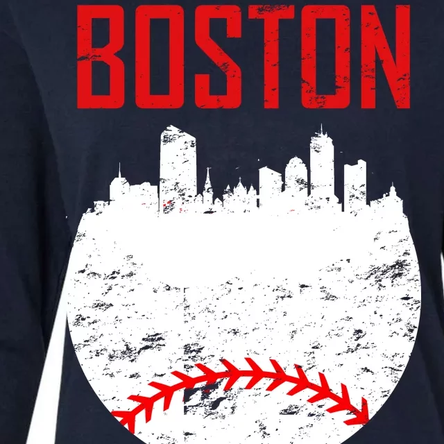 Boston Baseball City Womens Cotton Relaxed Long Sleeve T-Shirt