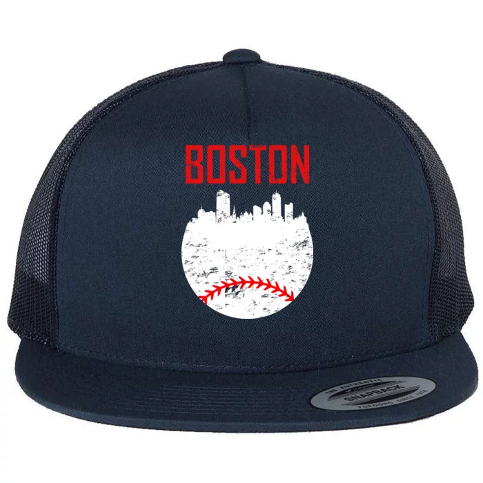 Boston Baseball City Flat Bill Trucker Hat