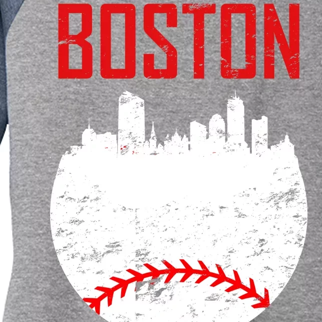 Boston Baseball City Women's Tri-Blend 3/4-Sleeve Raglan Shirt