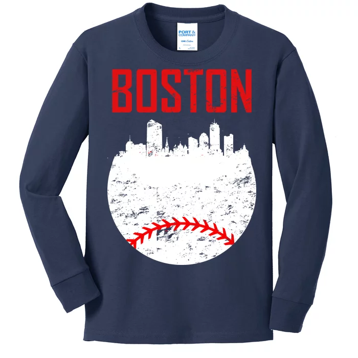 Boston Baseball City Kids Long Sleeve Shirt