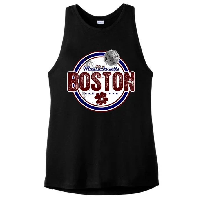 Boston Land of the Free Logo Ladies Tri-Blend Wicking Tank