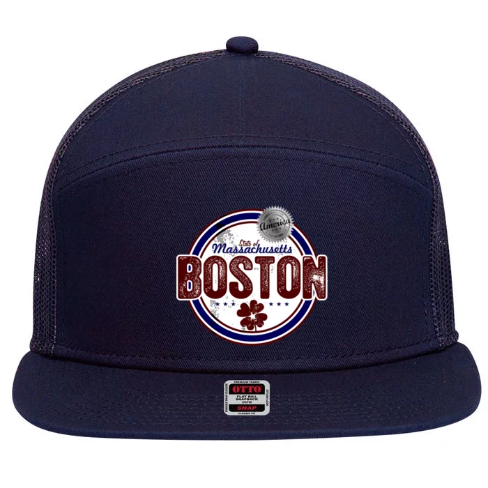 Boston Land of the Free Logo 7 Panel Mesh Trucker Snapback Hat