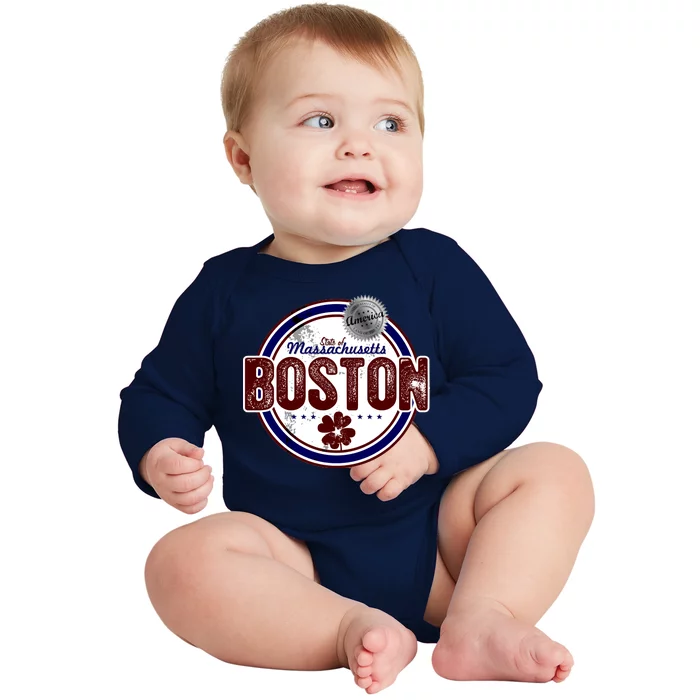 Boston Land of the Free Logo Baby Long Sleeve Bodysuit