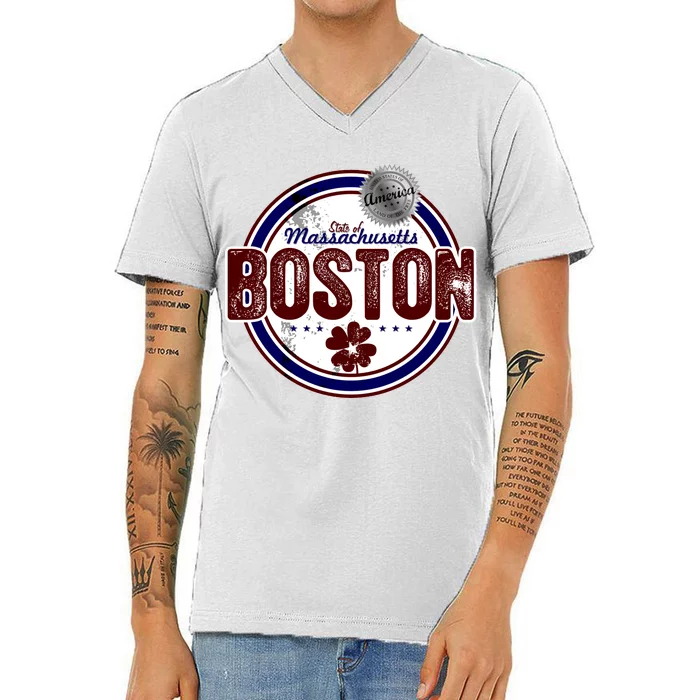 Boston Land of the Free Logo V-Neck T-Shirt