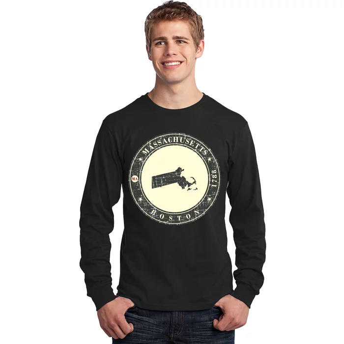 Boston Massachusetts Retro Long Sleeve Shirt