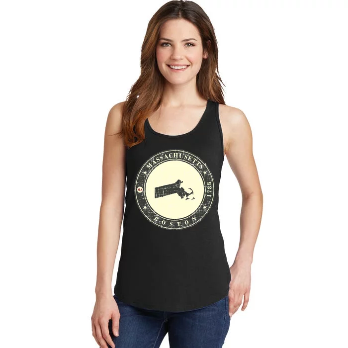 Boston Massachusetts Retro Ladies Essential Tank