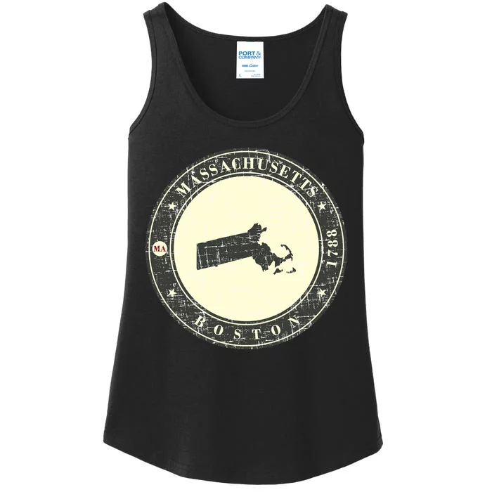 Boston Massachusetts Retro Ladies Essential Tank