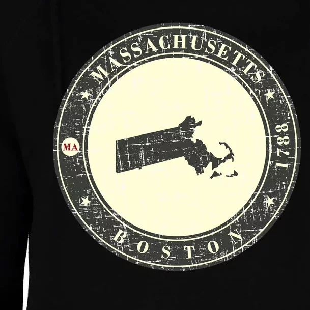 Boston Massachusetts Retro Womens Funnel Neck Pullover Hood