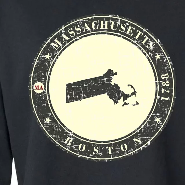 Boston Massachusetts Retro Cropped Pullover Crew