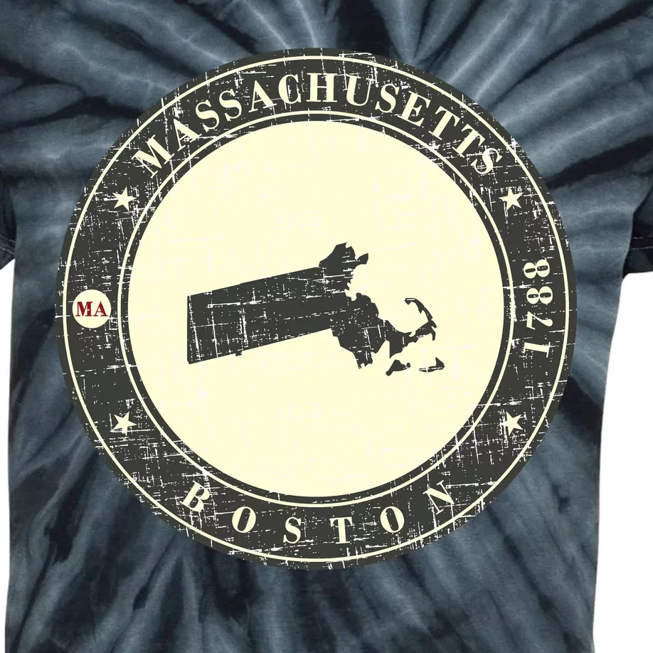 Boston Massachusetts Retro Kids Tie-Dye T-Shirt