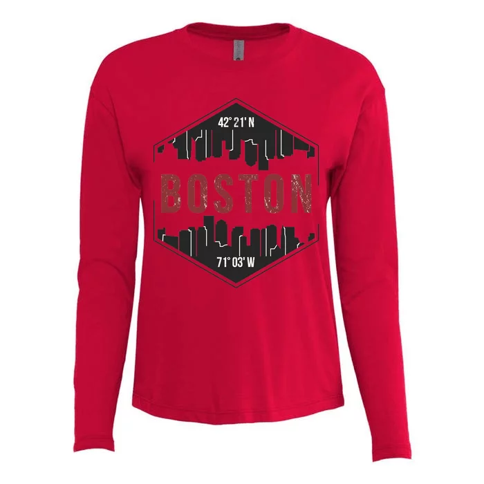 Boston Skyline Womens Cotton Relaxed Long Sleeve T-Shirt