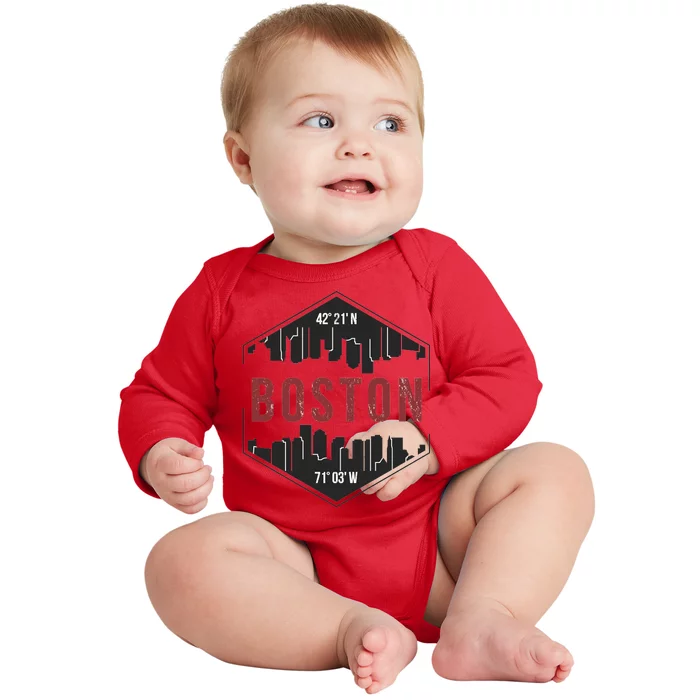 Boston Skyline Baby Long Sleeve Bodysuit