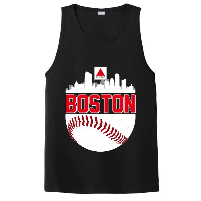 Boston Skyline Fenway Baseball Sports Logo Performance Tank