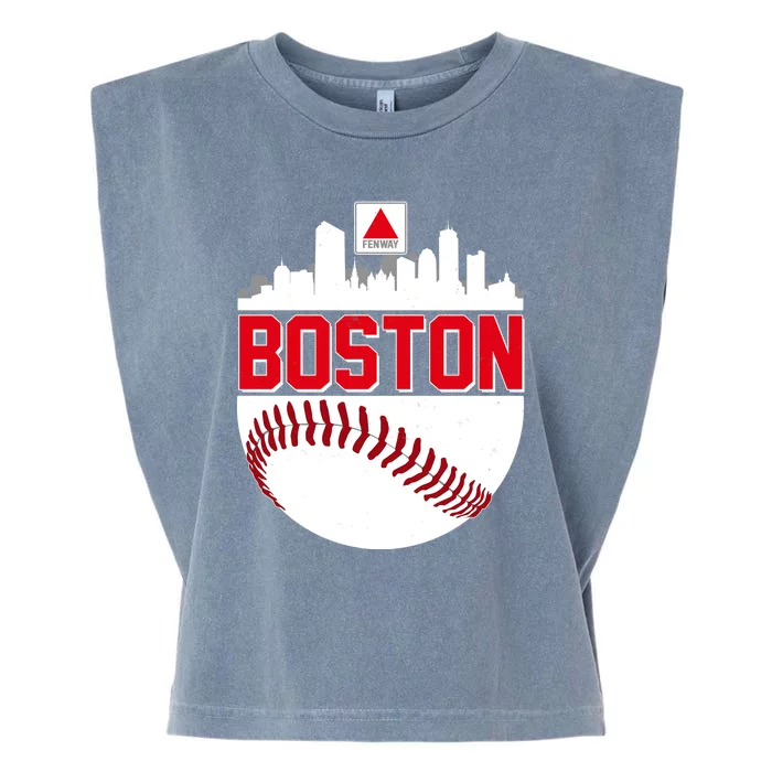 Boston Skyline Fenway Baseball Sports Logo Garment-Dyed Women's Muscle Tee