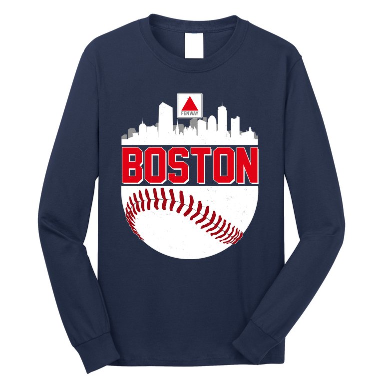 Boston Skyline Fenway Baseball Sports Logo Long Sleeve Shirt