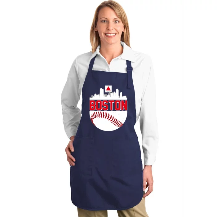 Boston Skyline Fenway Baseball Sports Logo Full-Length Apron With Pocket