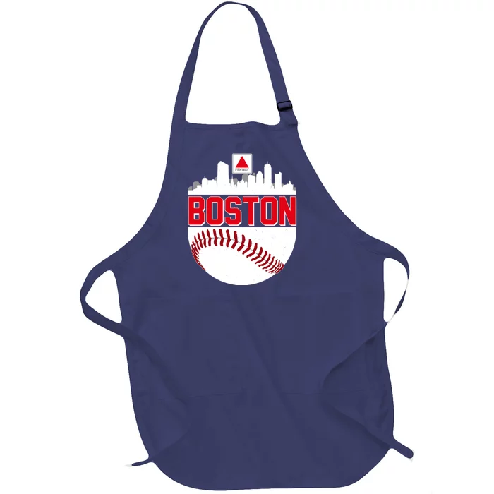 Boston Skyline Fenway Baseball Sports Logo Full-Length Apron With Pocket