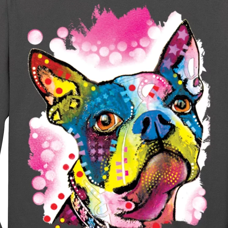 Boston Terrier Face Trippy Dog Long Sleeve Shirt